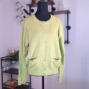 Free Assembly Sage Green Cable Knit Cardigan Sweater Cottagecore Preppy Large
